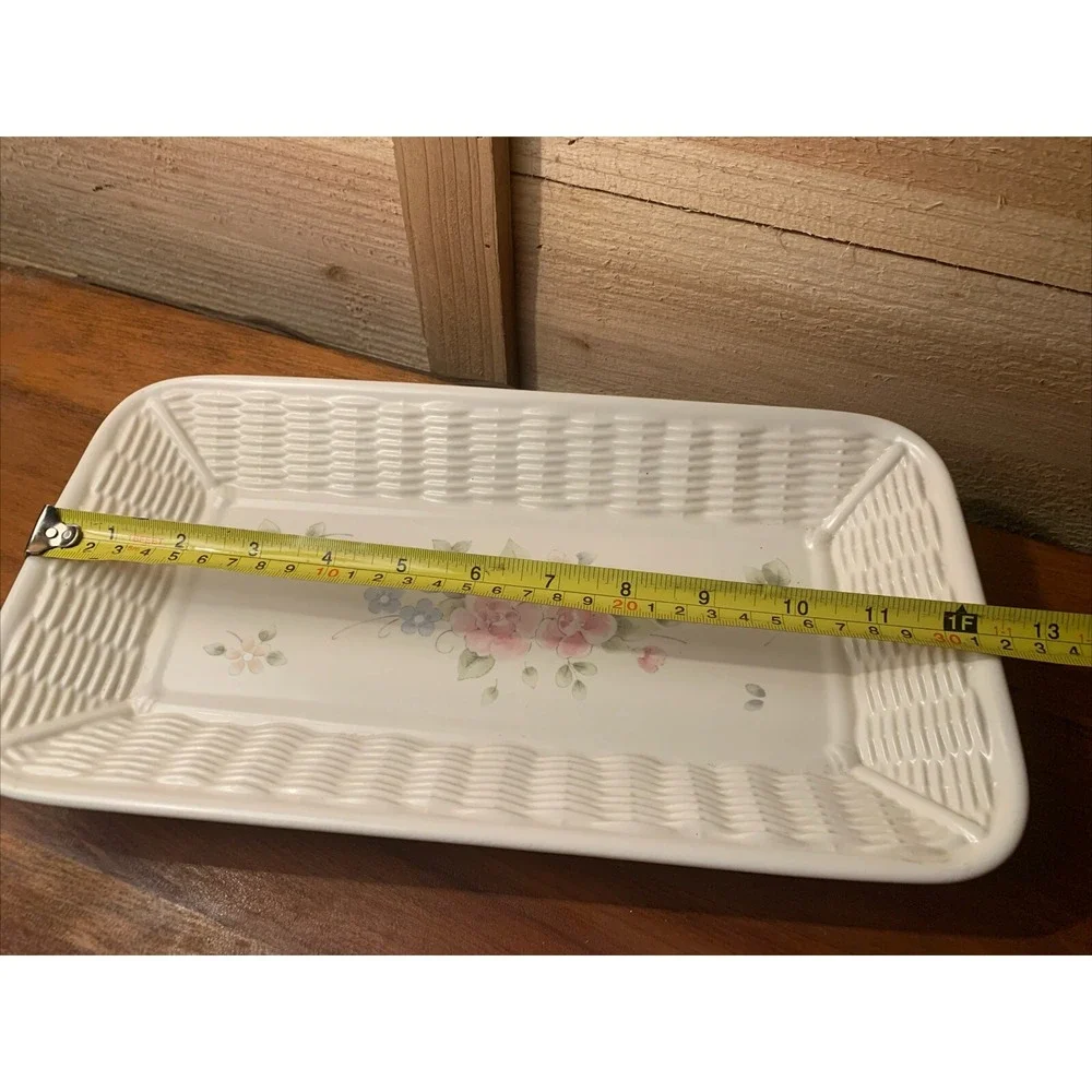 PFALTZGRAFF TEA ROSE BASKET WEAVE‎ BREAD Tray Plate Platter Rectangular EUC